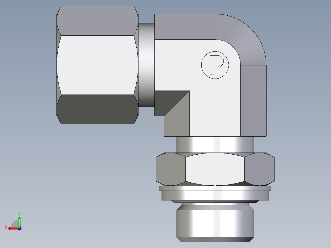 卡套式工业通用硬管接头EO_Adjustable_Locknut_elbow_WEE10ZSRCF后视图