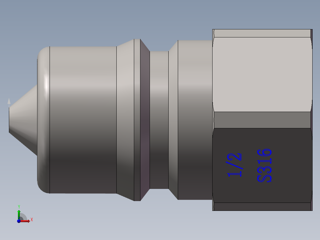 4分快速接头测绘图前视图