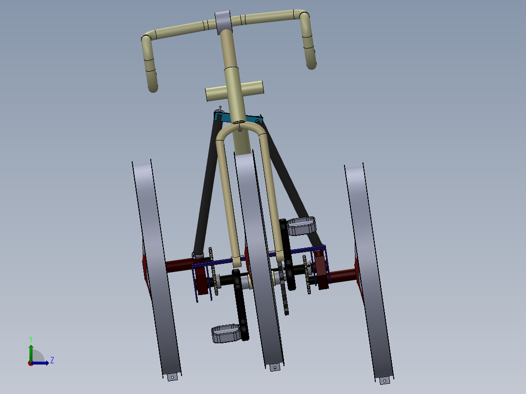 倾斜三轮车左视图
