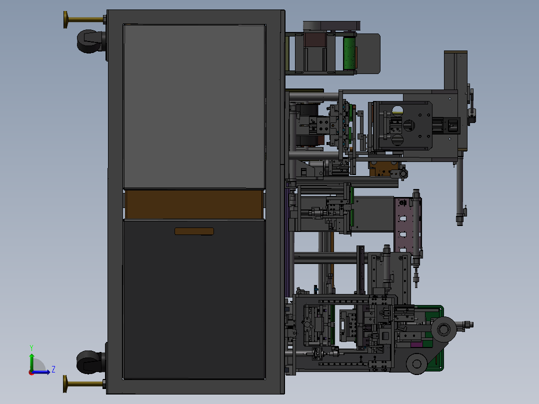方形锂离子电池贴胶入壳机（锂电芯自动装入铝壳）左视图