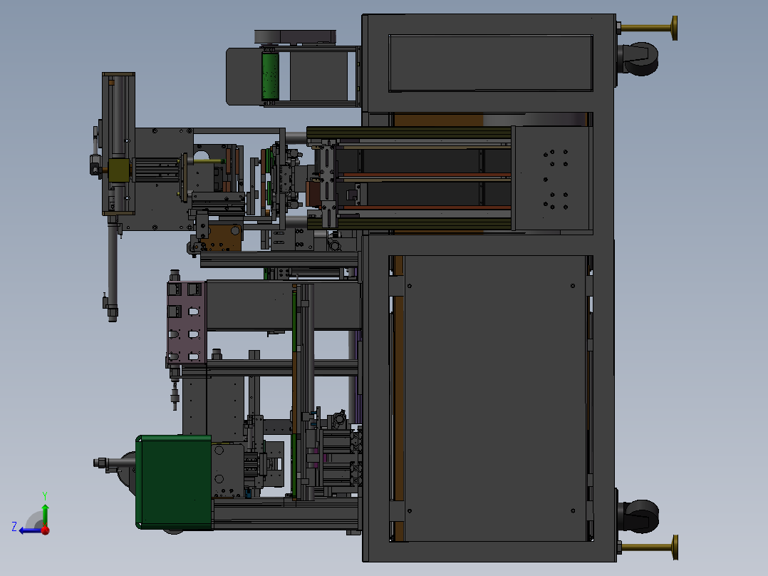 方形锂离子电池贴胶入壳机（锂电芯自动装入铝壳）右视图