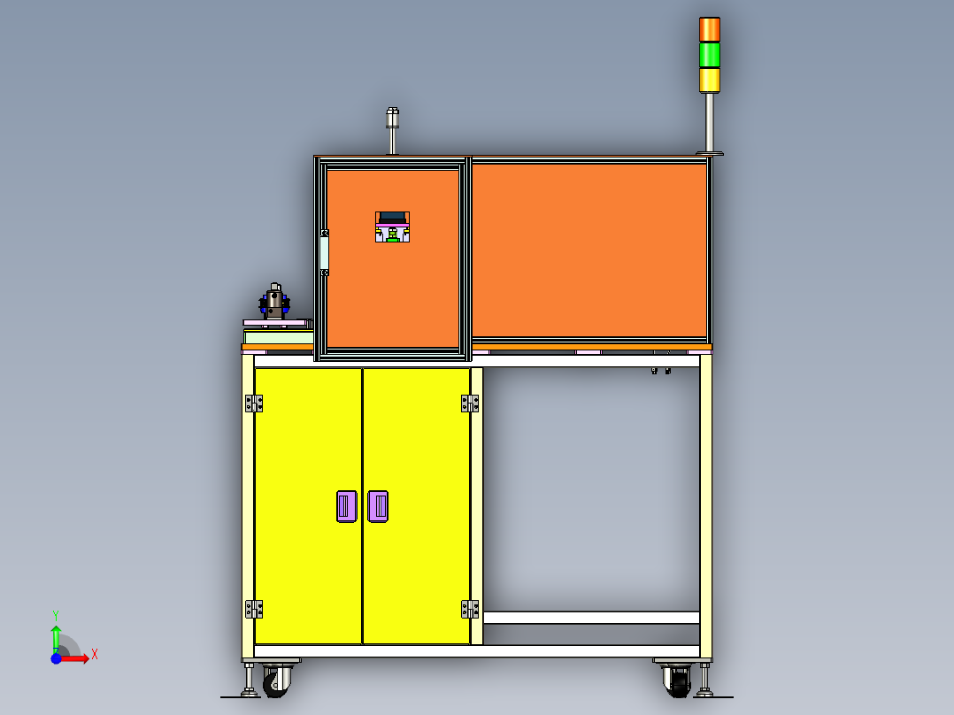 三工位切料根设备前视图