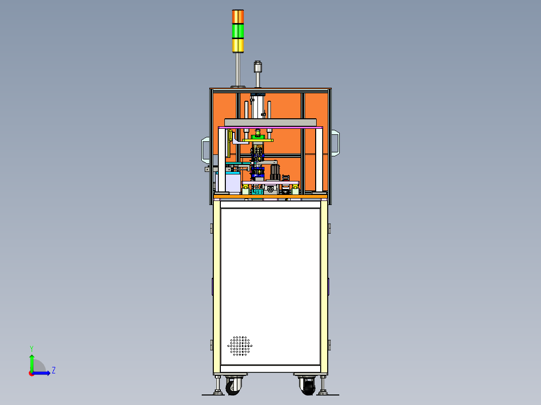 三工位切料根设备左视图