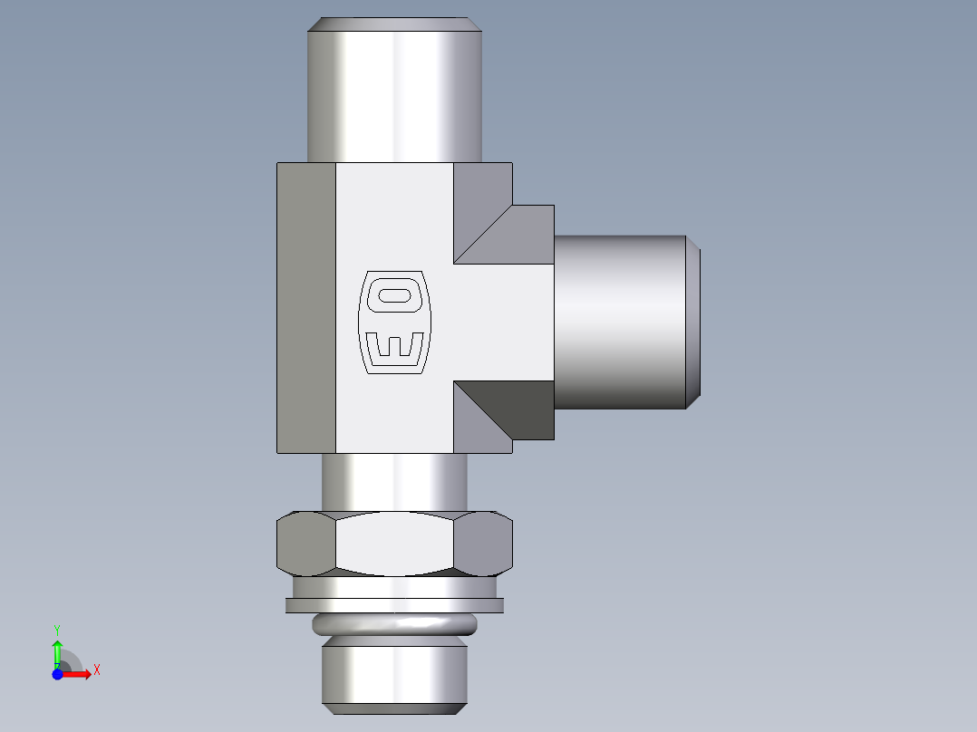 卡套式工业通用硬管接头EO_Adjustable_locknut_run_tee_LEE06LMOROMDCF前视图