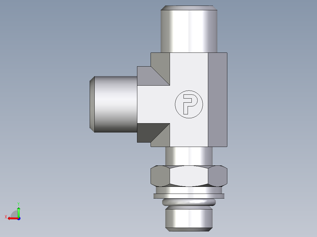 卡套式工业通用硬管接头EO_Adjustable_locknut_run_tee_LEE06LMOROMDCF后视图