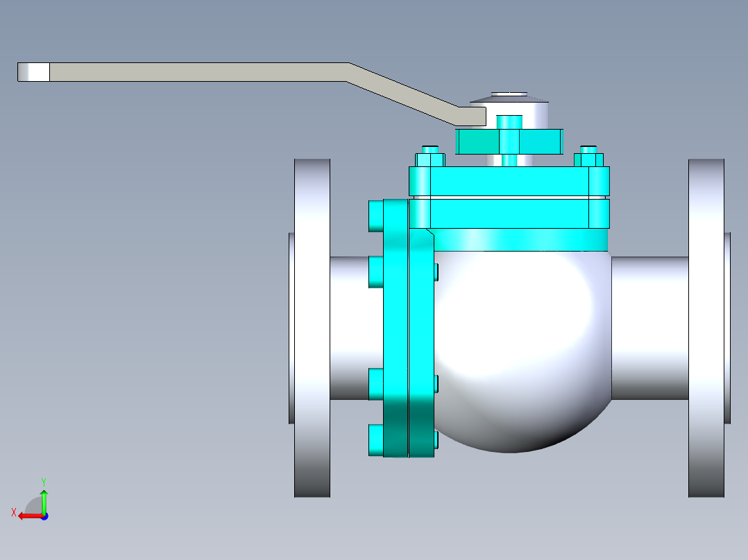 管道手动球阀-水管开关阀-手动阀门法兰连接球阀[25]后视图