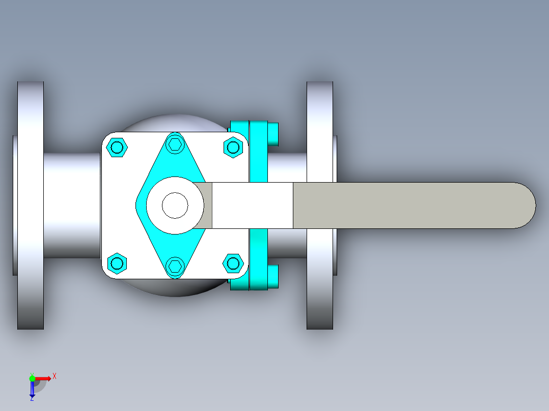 管道手动球阀-水管开关阀-手动阀门法兰连接球阀[25]俯视图