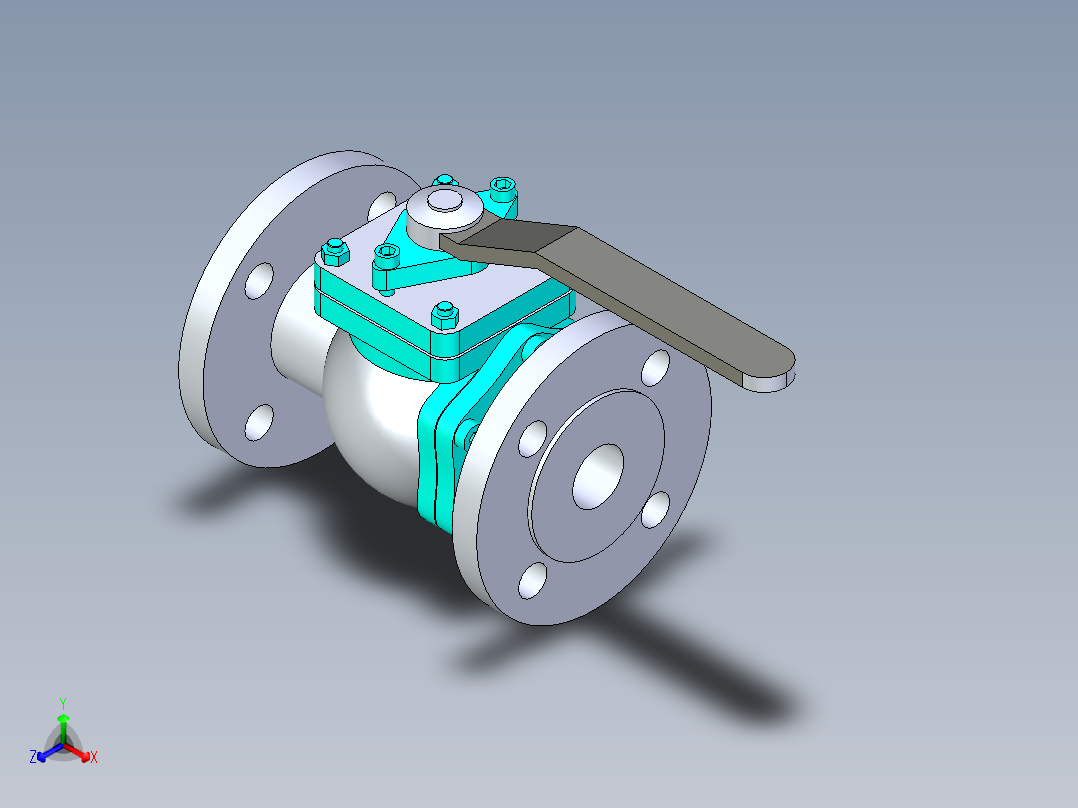 管道手动球阀-水管开关阀-手动阀门法兰连接球阀[25]正等轴测图