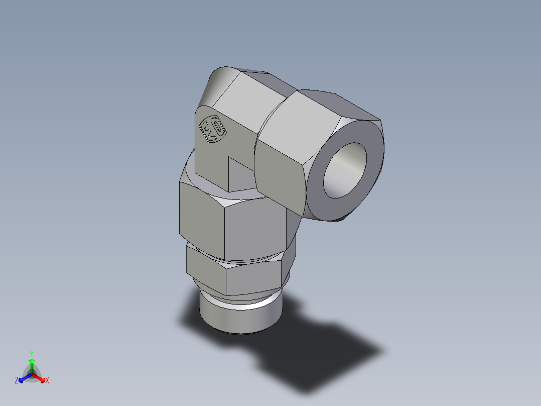 卡套式工业通用硬管接头EO_Assembled_adjustable_standpipe_elbow_EVW20SM71正等轴测图