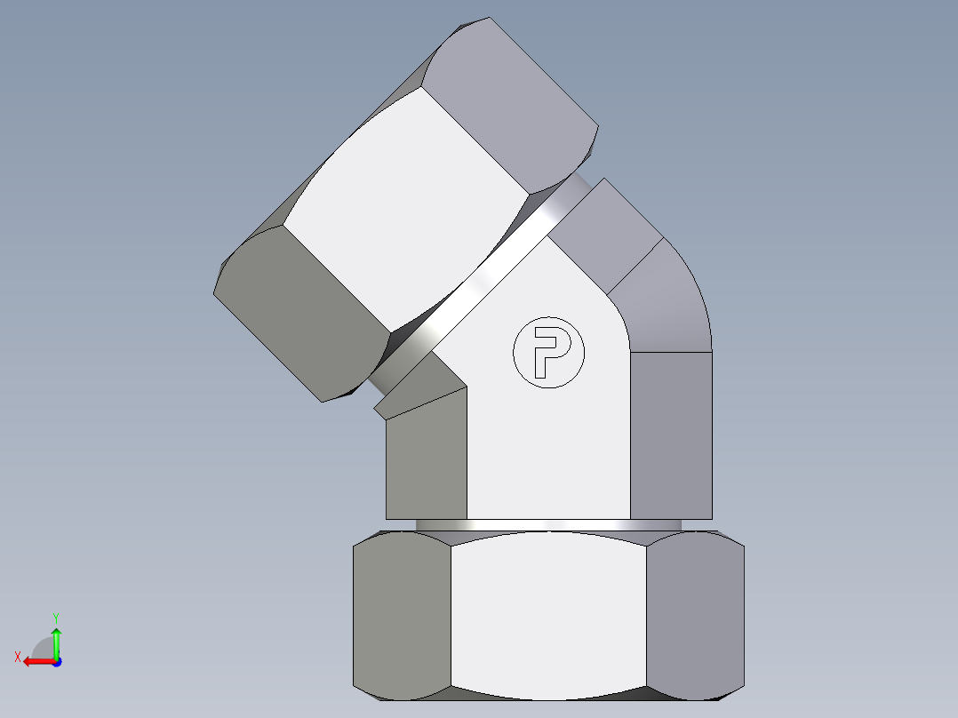 卡套式工业通用硬管接头EO_Swivel_nut_45_deg_elbow_EV38ZSCF后视图