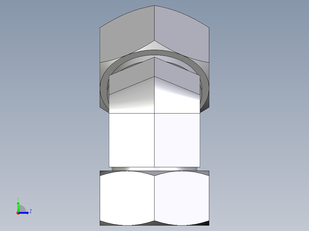 卡套式工业通用硬管接头EO_Swivel_nut_45_deg_elbow_EV38ZSCF左视图