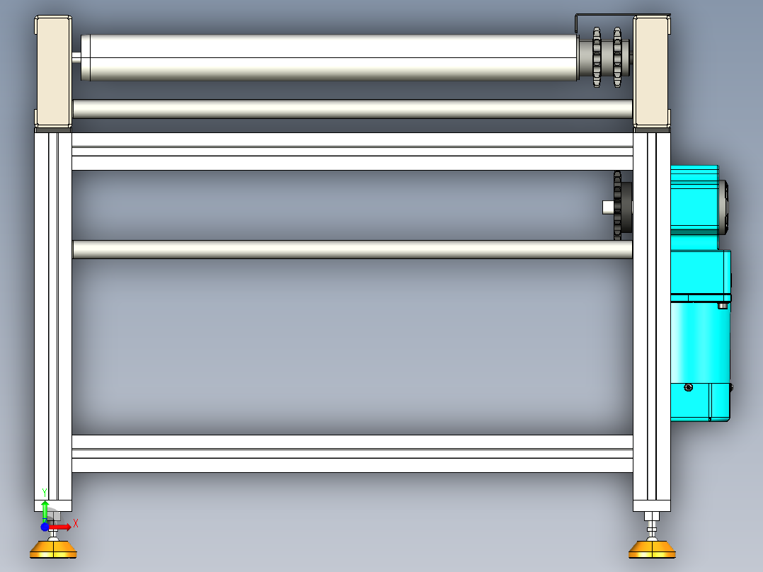 LE-链条传动滚筒输送线前视图