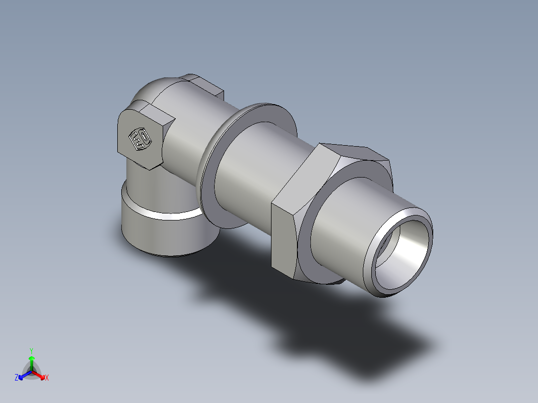 卡套式工业通用硬管接头EO_Bulkhead_elbow_WSV10LOMD71正等轴测图