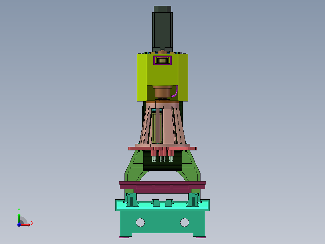 多轴立式钻床三维前视图