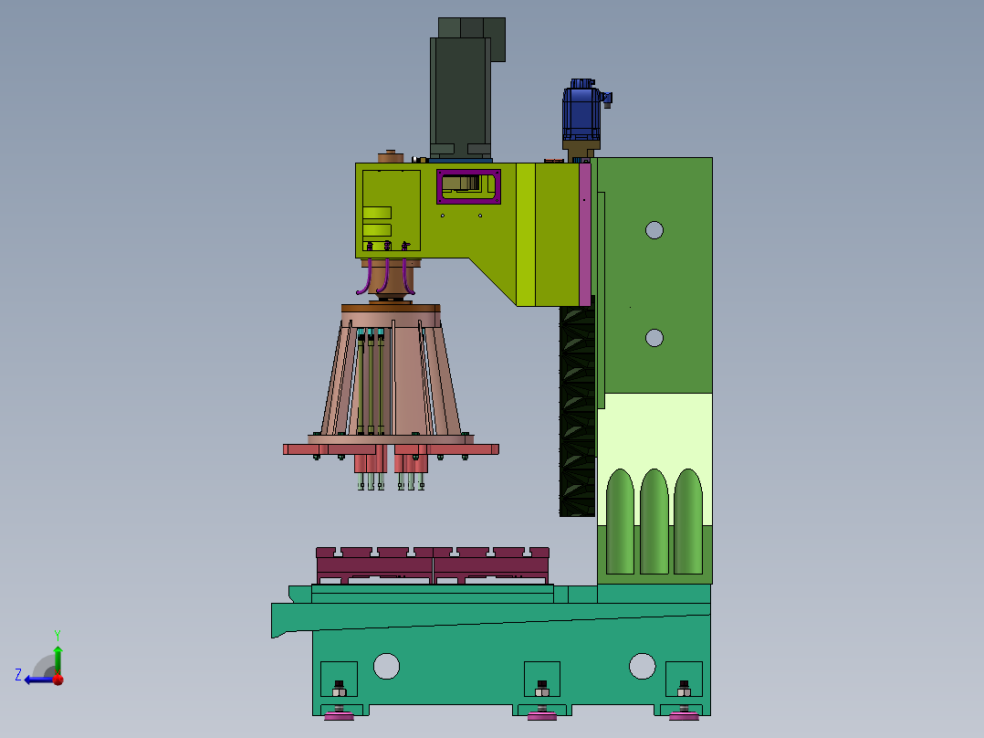 多轴立式钻床三维右视图