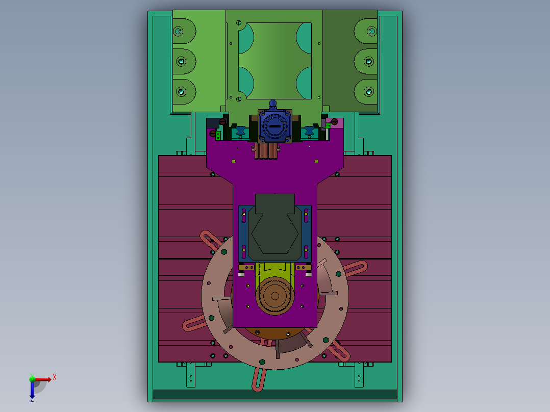 多轴立式钻床三维俯视图