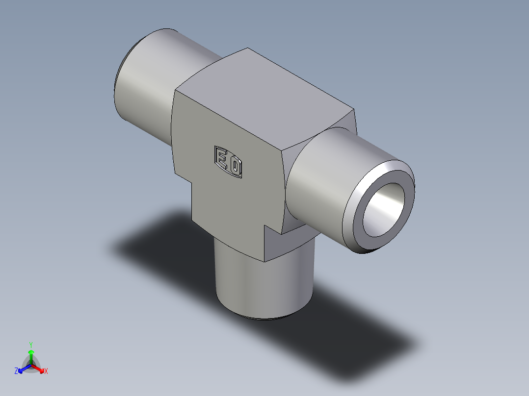 卡套式工业通用硬管接头EO_Male_stud_run_tee_TE06SRCFX正等轴测图