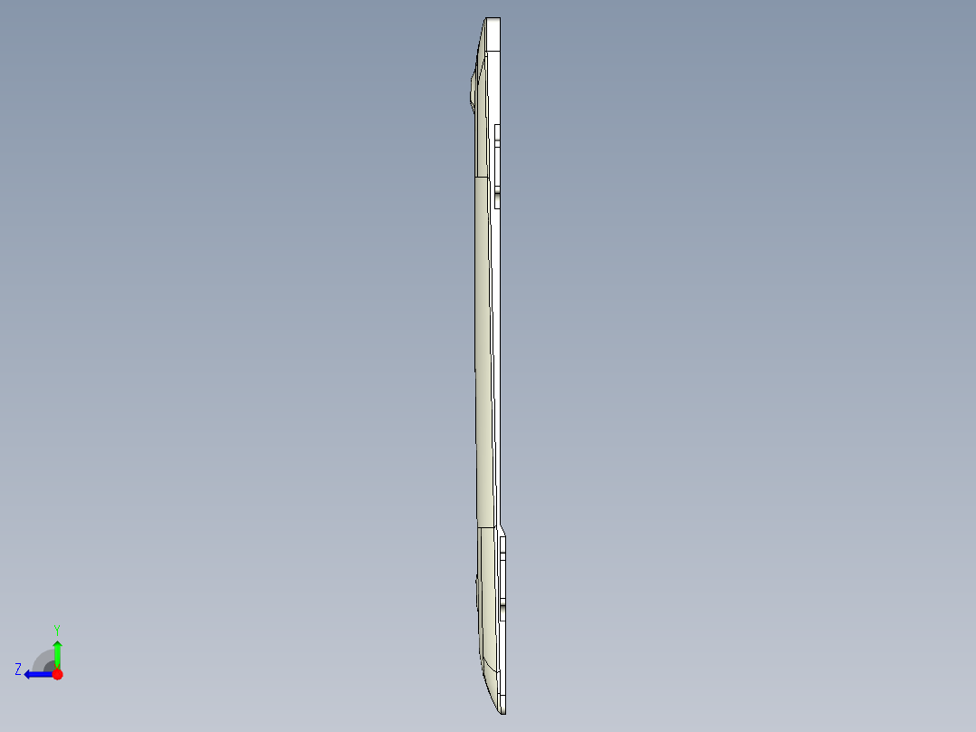 全铣件笔记本D壳铣脚垫槽加转轴缺口带程序模型右视图