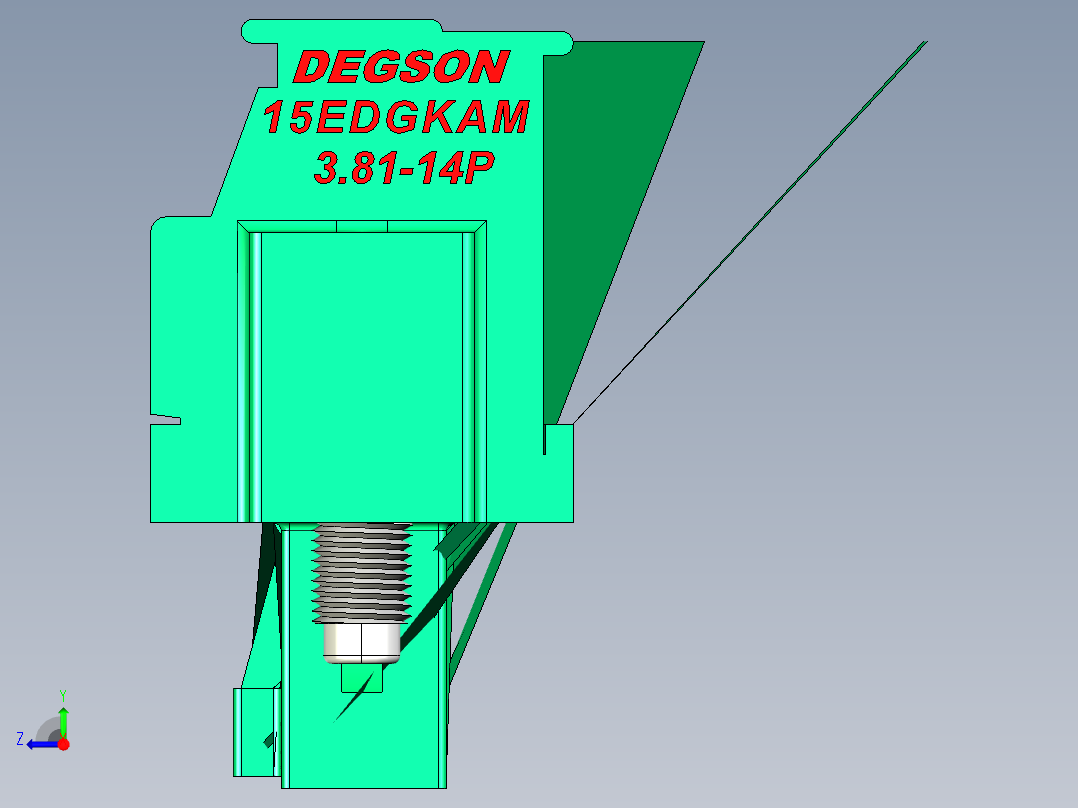 DEGSON 15EDG（公头） 3.81mm 螺钉锁紧，插拔式接线端子 FullPack-15EDGKAM-3.81-14P-14-00AH右视图