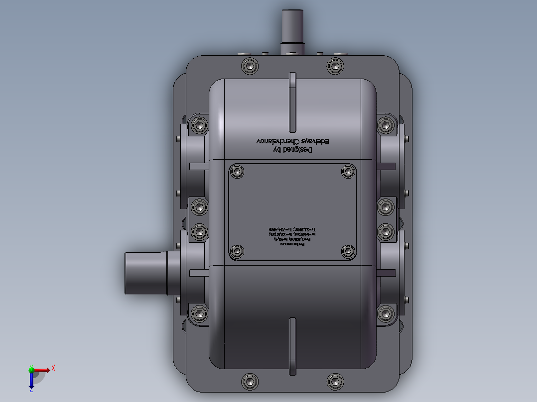 复杂的涡轮减速器俯视图