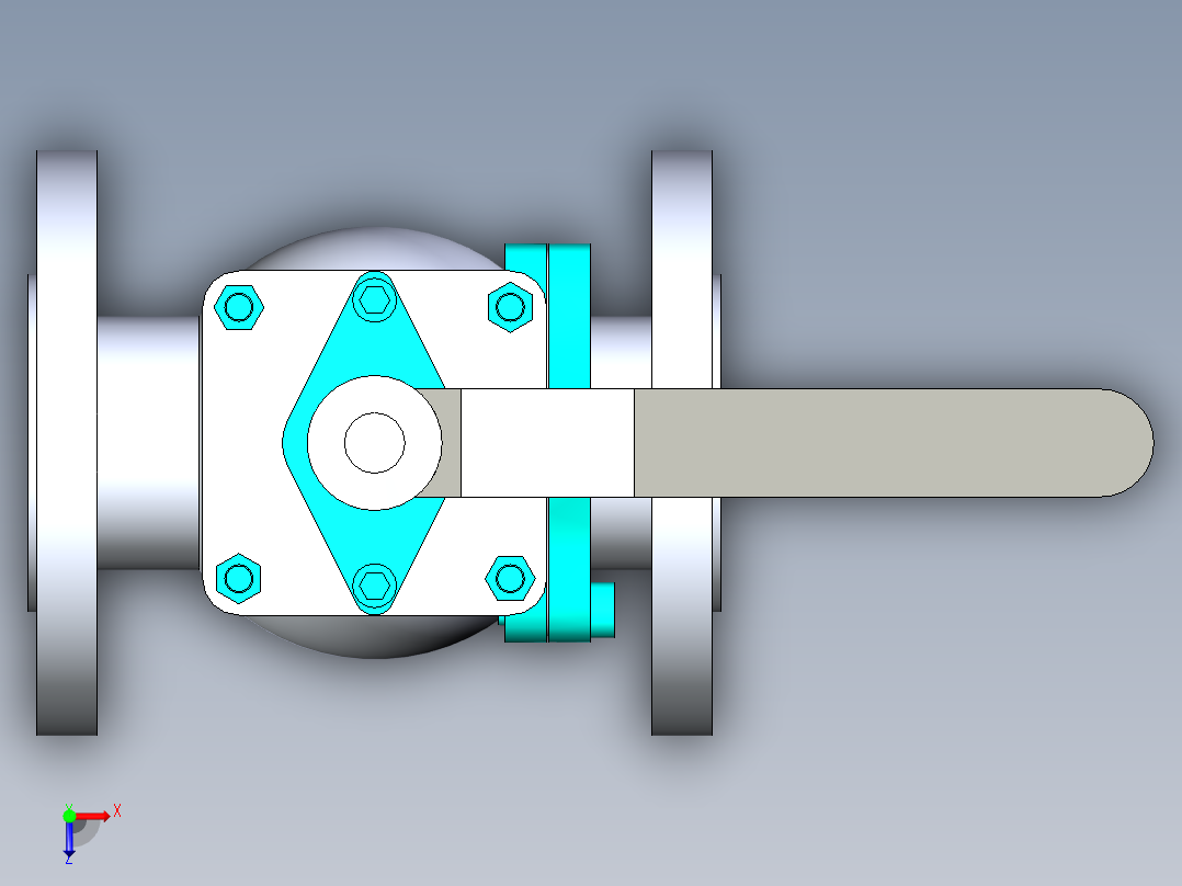 管道手动球阀-水管开关阀-手动阀门法兰连接球阀[32]俯视图