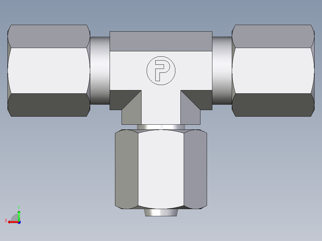 卡套式工业通用硬管接头EO_Swivel_nut_branch_tee_ET06L71后视图