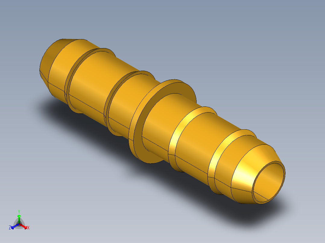 工业通用螺蚊管倒齿式工业硬管接头Union 22-4正等轴测图