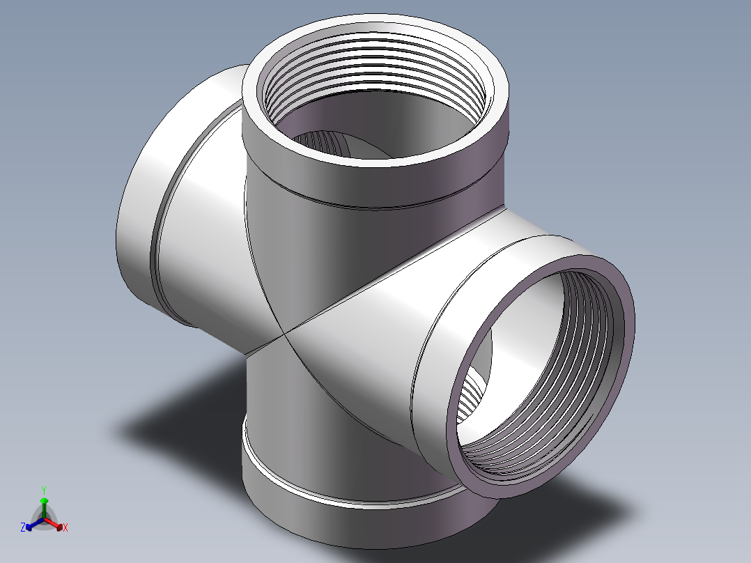 四通-等径内丝 DN40主视图