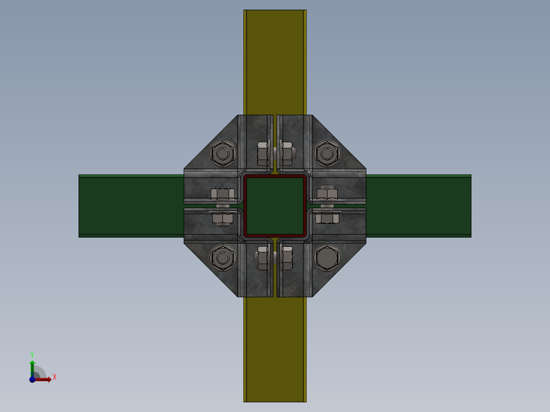 方管连接固定2前视图