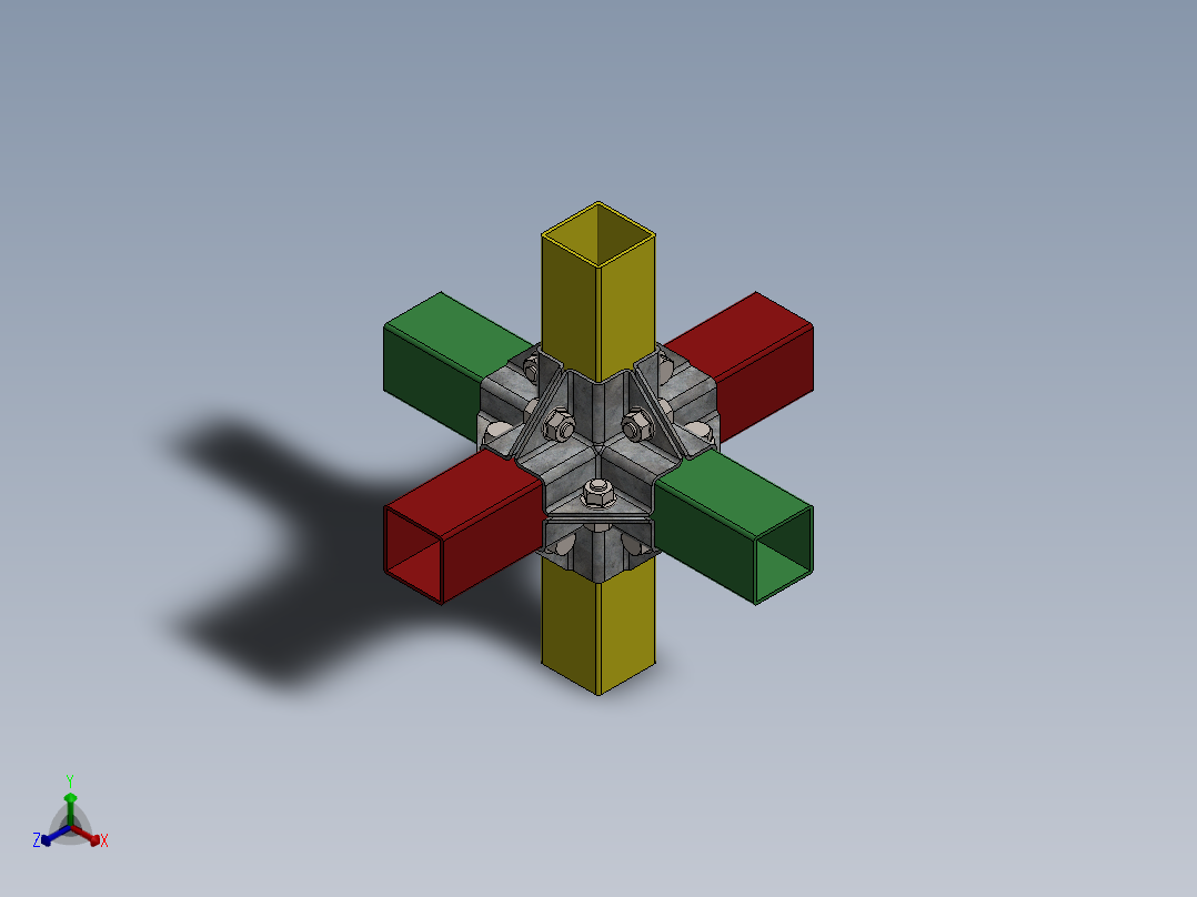 方管连接固定2正等轴测图