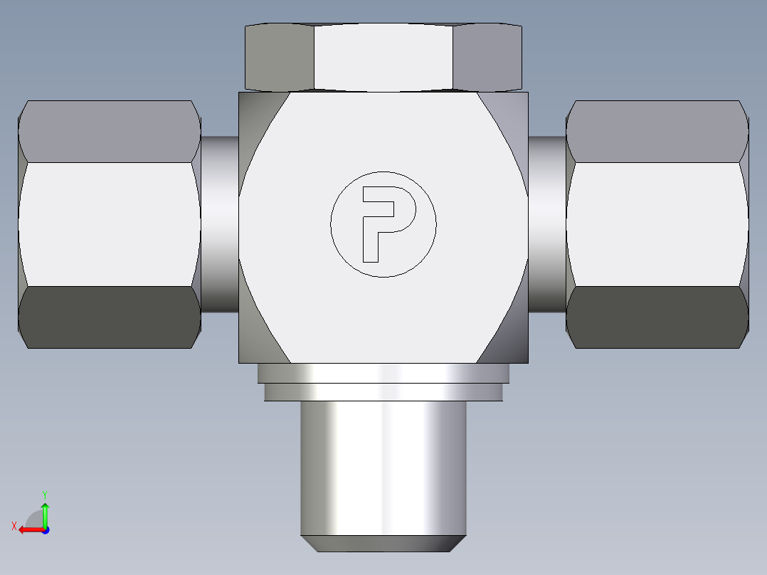 卡套式工业通用硬管接头EO_High_pressure_banjo_tee_TH08LRKDSCF后视图