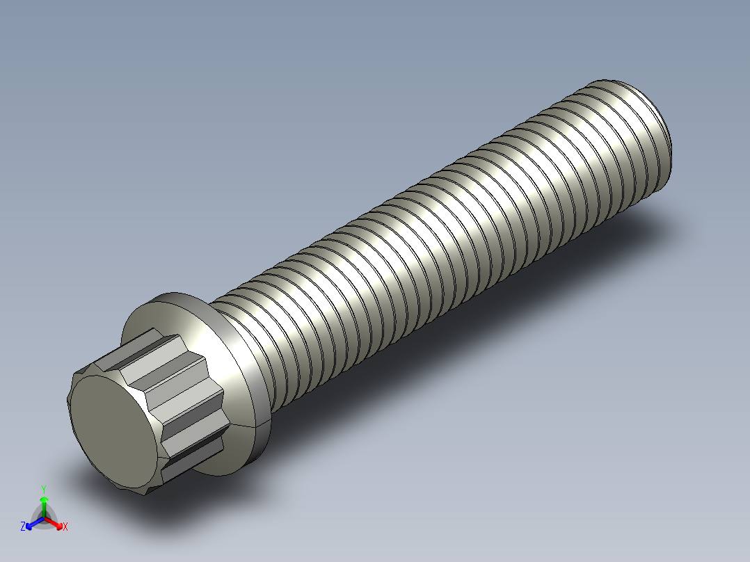 法兰头螺钉-5-16in-24 1.5long 12-point screws.STEP正等轴测图