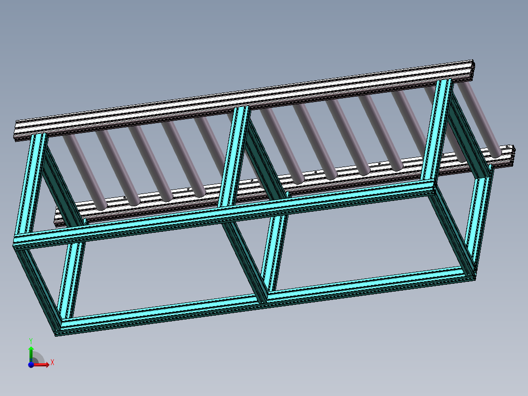 无动力滚筒线前视图