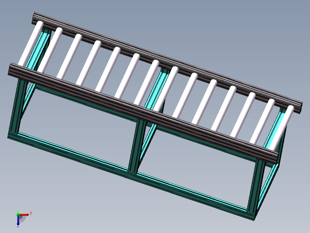 无动力滚筒线俯视图