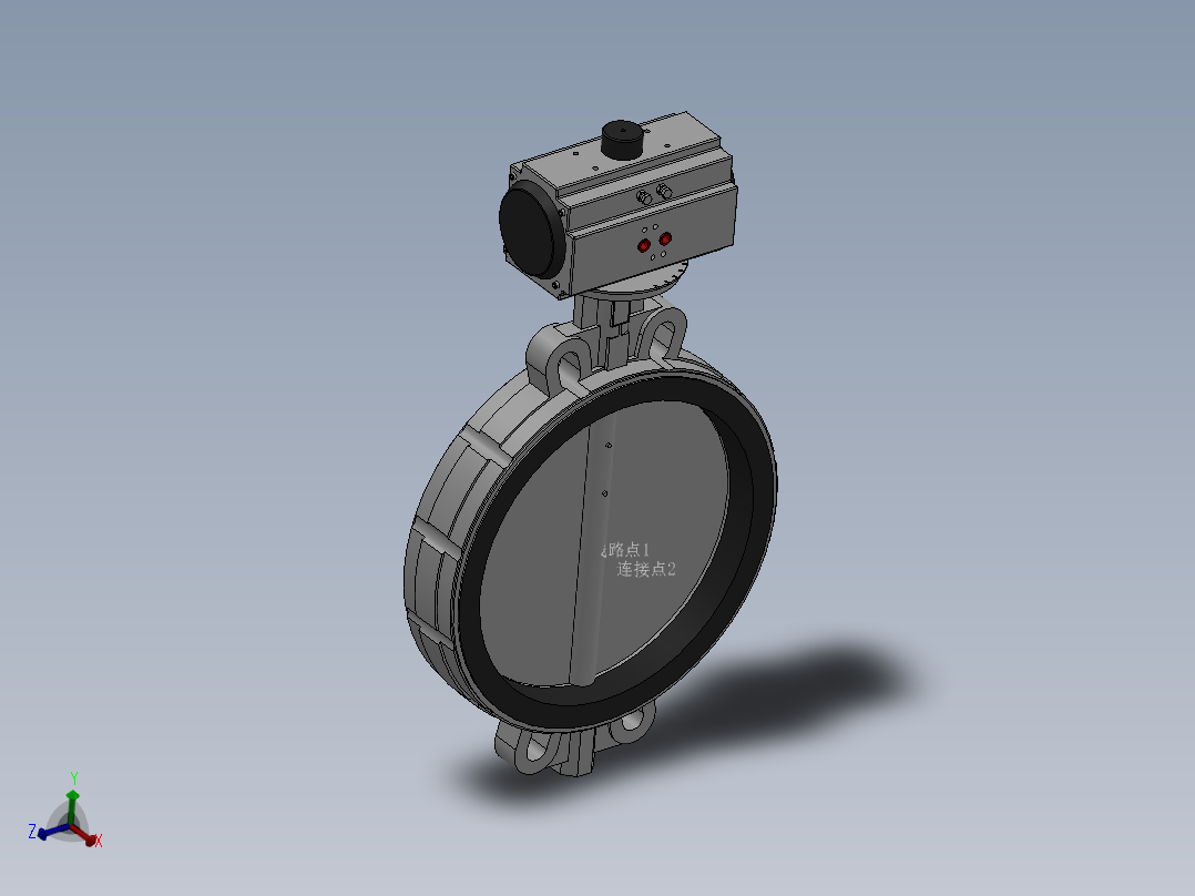 对夹式气动蝶阀-304 DN50-DN400主视图