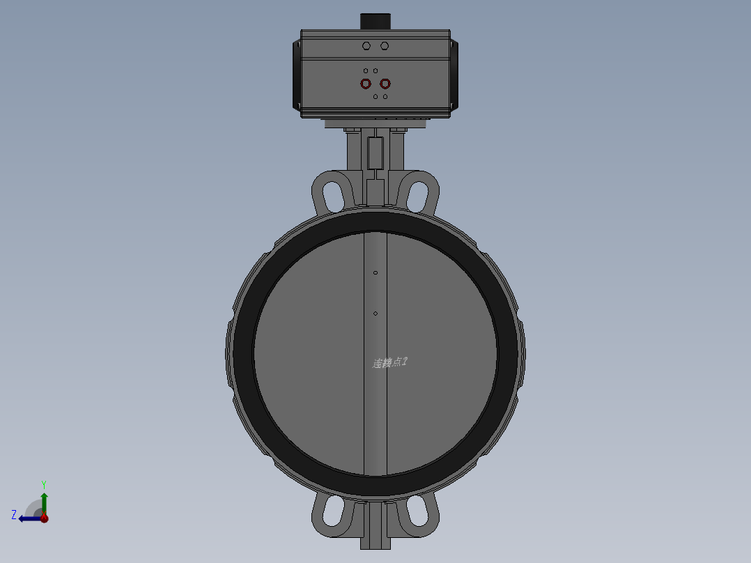 对夹式气动蝶阀-304 DN50-DN400右视图