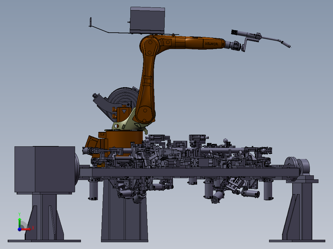 汽车仪表板骨架总成机器人弧焊焊装工作站前视图
