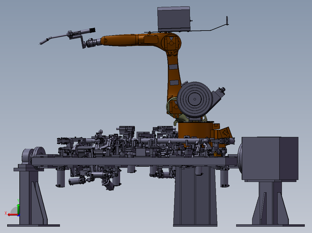 汽车仪表板骨架总成机器人弧焊焊装工作站后视图