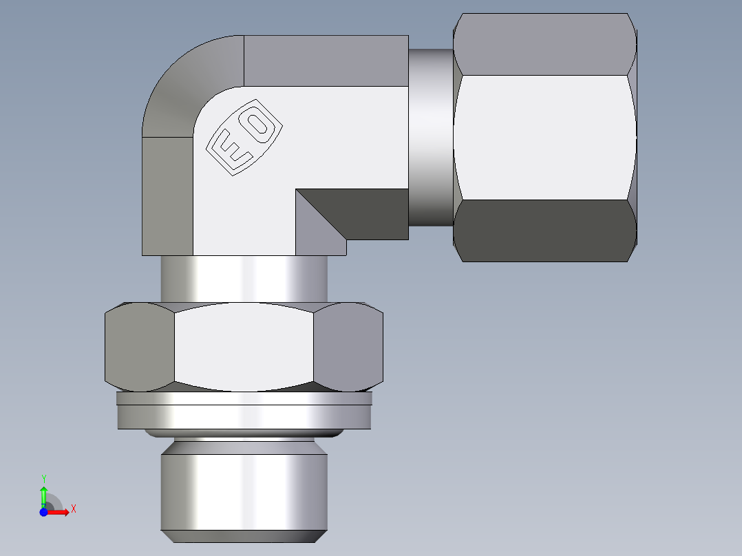 卡套式工业通用硬管接头EO_Adjustable_Locknut_elbow_WEE08ZLRCF前视图