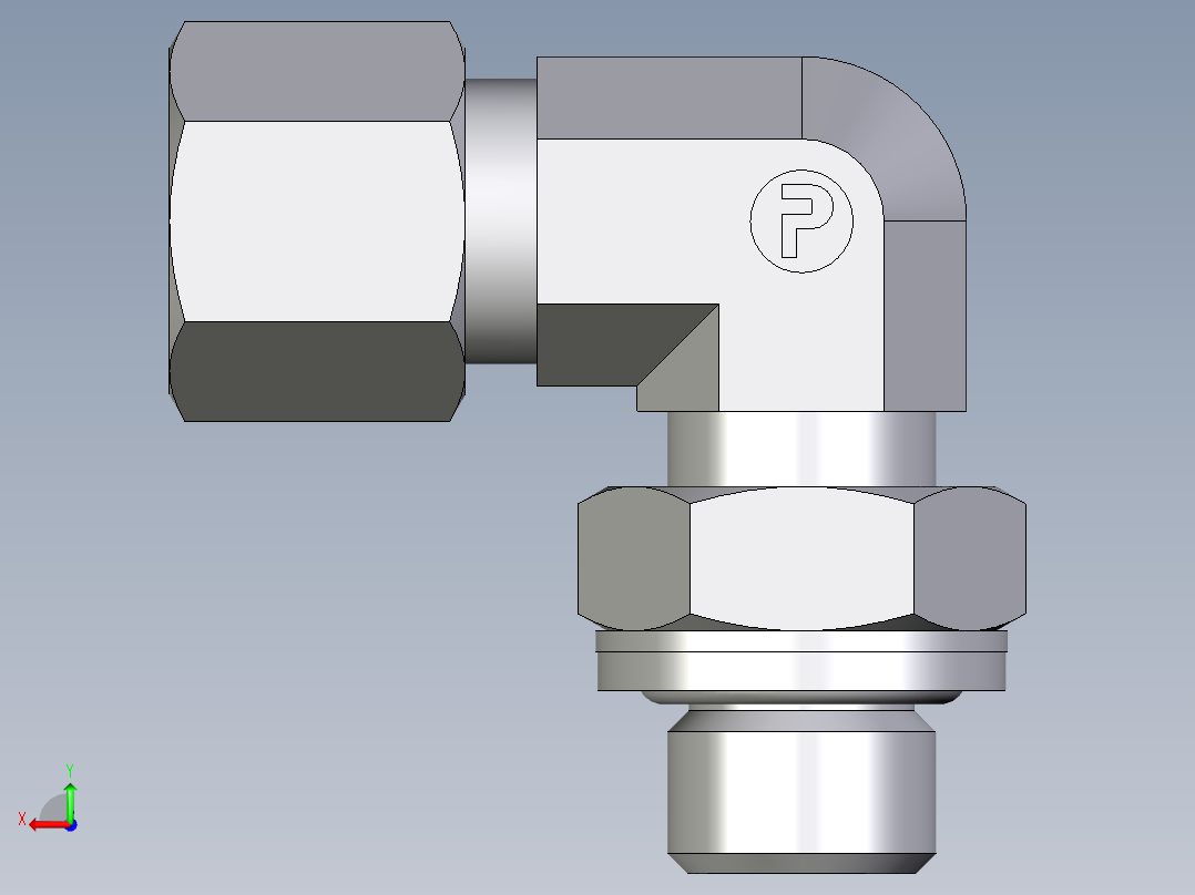 卡套式工业通用硬管接头EO_Adjustable_Locknut_elbow_WEE08ZLRCF后视图