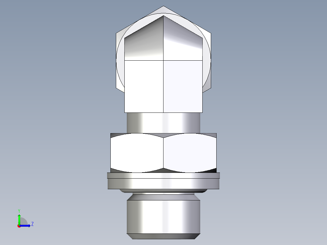 卡套式工业通用硬管接头EO_Adjustable_Locknut_elbow_WEE08ZLRCF左视图