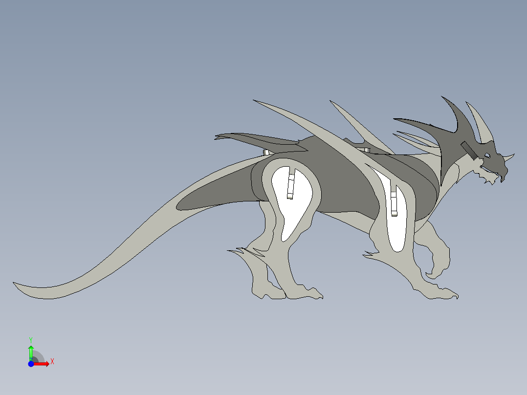 创意木制龙前视图
