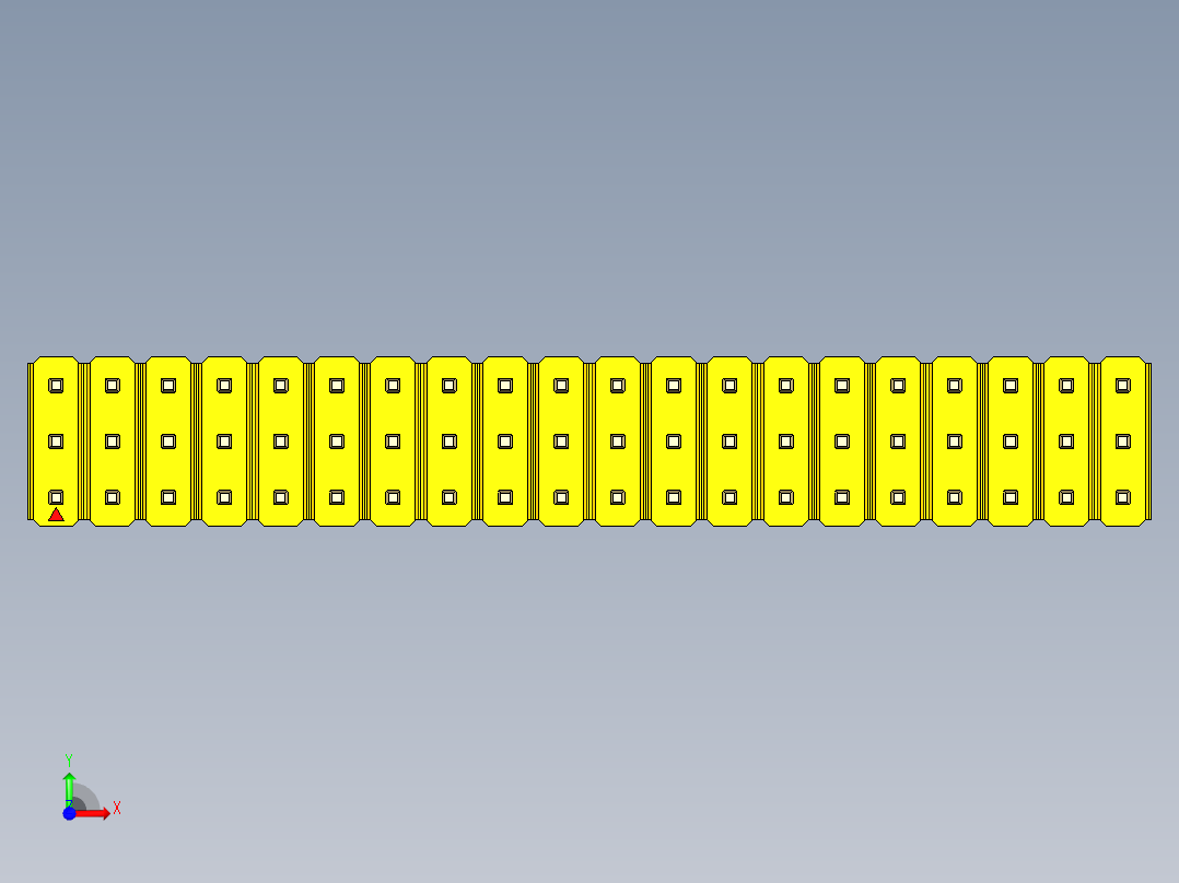 彩色公头100mil（2.54mm）系列-DS1021_yellow_3x20p_100mil_Type1_rev1.0前视图