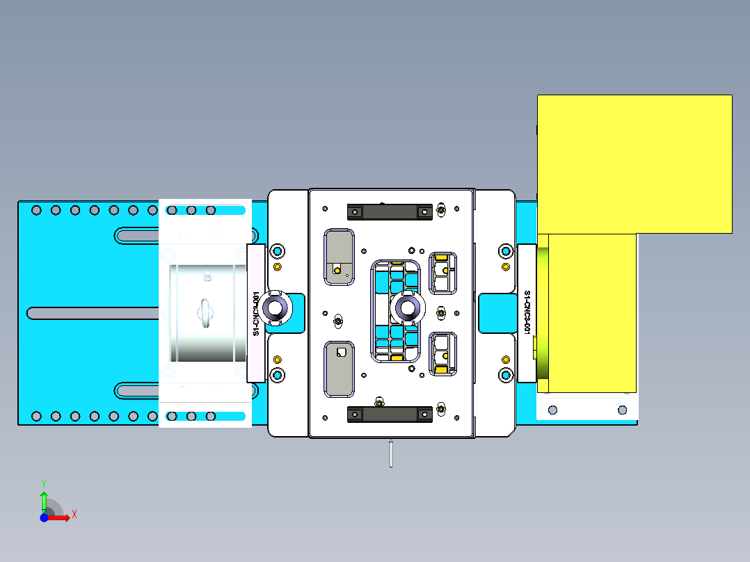 四轴电脑外壳铣侧孔治具模型前视图