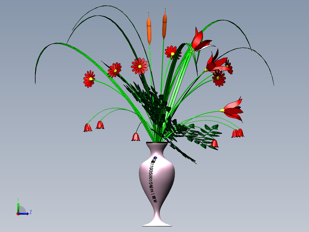 完美插花艺术品左视图