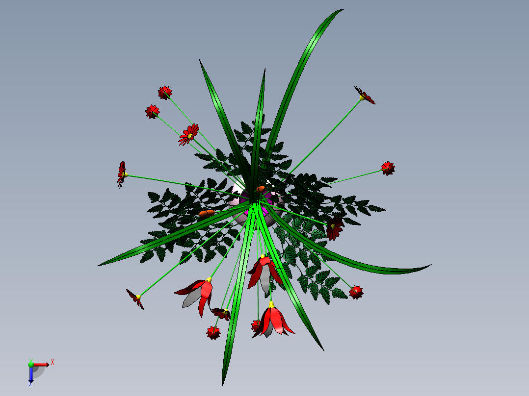 完美插花艺术品俯视图