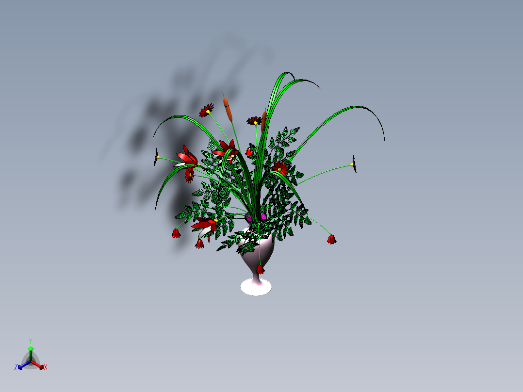 完美插花艺术品正等轴测图