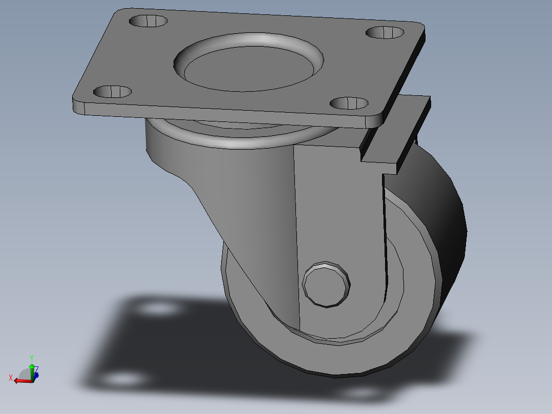 低重心中载型(180kg)单轮万向型脚轮[CAJ75-P]主视图