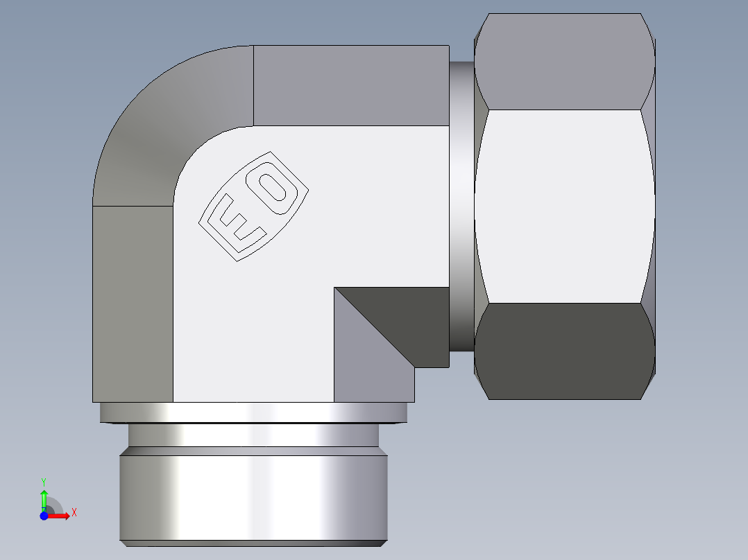 卡套式工业通用硬管接头EO_Male_stud_elbow_WE38SMCF前视图