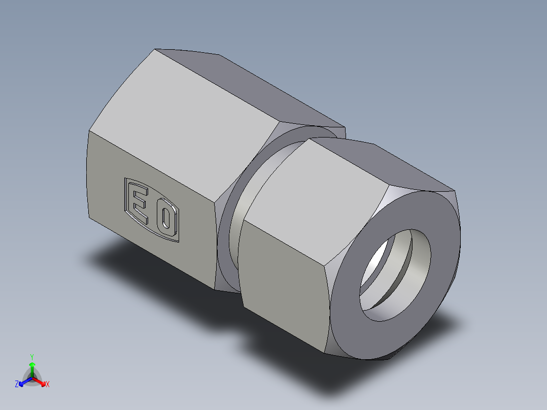 卡套式工业通用硬管接头EO_Swivel_connector_GAI12LMCF正等轴测图